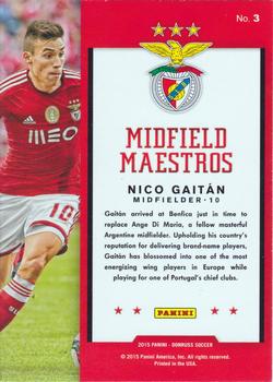 2015 Donruss - Midfield Maestros #3 Nico Gaitan Back