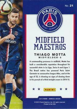 2015 Donruss - Midfield Maestros Black Panini Logo #21 Thiago Motta Back