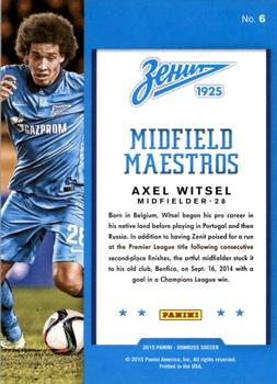2015 Donruss - Midfield Maestros Bronze Press Proof #6 Axel Witsel Back