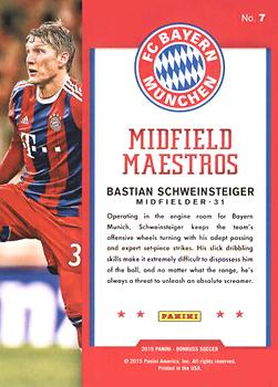 2015 Donruss - Midfield Maestros Bronze Press Proof #7 Bastian Schweinsteiger Back