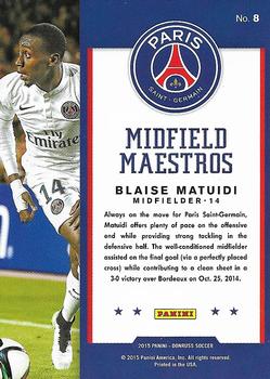 2015 Donruss - Midfield Maestros Bronze Press Proof #8 Blaise Matuidi Back