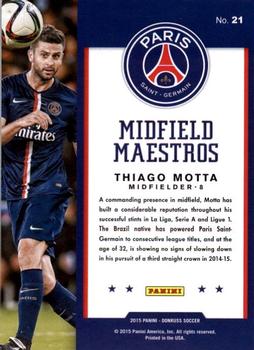 2015 Donruss - Midfield Maestros Bronze Press Proof #21 Thiago Motta Back