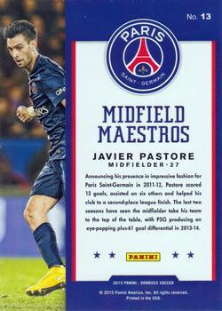 2015 Donruss - Midfield Maestros Gold Panini Logo #13 Javier Pastore Back