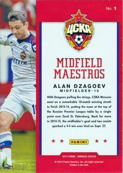 2015 Donruss - Midfield Maestros Gold Press Proof #1 Alan Dzagoev Back