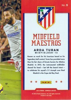 2015 Donruss - Midfield Maestros Gold Press Proof #5 Arda Turan Back