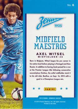 2015 Donruss - Midfield Maestros Gold Press Proof #6 Axel Witsel Back