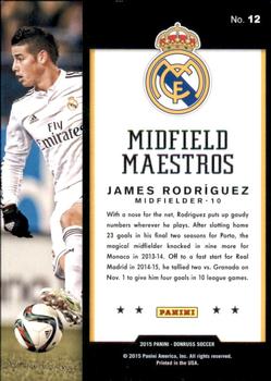 2015 Donruss - Midfield Maestros Gold Press Proof #12 James Rodriguez Back