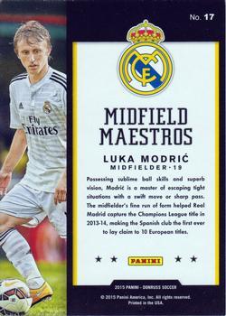 2015 Donruss - Midfield Maestros Green Soccer Ball #17 Luka Modric Back