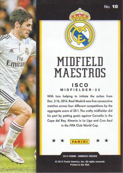 2015 Donruss - Midfield Maestros Silver Press Proof #10 Isco Back