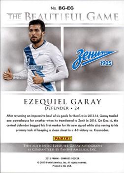 2015 Donruss - The Beautiful Game Signatures Gold #BG-EG Ezequiel Garay Back
