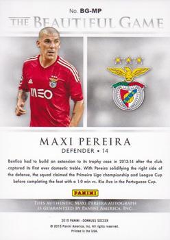 2015 Donruss - The Beautiful Game Signatures Gold #BG-MP Maxi Pereira Back