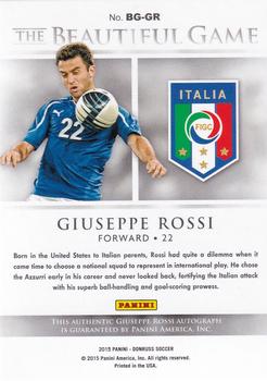 2015 Donruss - The Beautiful Game Signatures #BG-GR Giuseppe Rossi Back