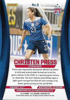 2015 Panini U.S. National Team #9 Christen Press Back