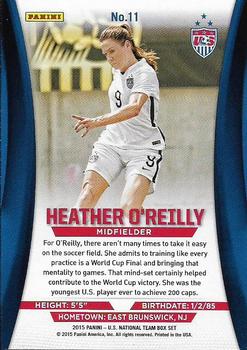 2015 Panini U.S. National Team #11 Heather O'Reilly Back