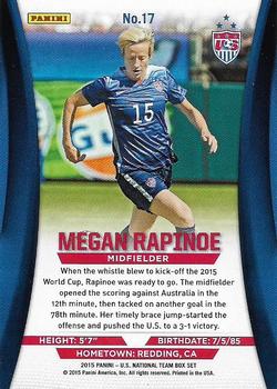 2015 Panini U.S. National Team #17 Megan Rapinoe Back
