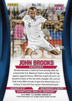 2015 Panini U.S. National Team #38 John Brooks Back