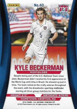 2015 Panini U.S. National Team #40 Kyle Beckerman Back