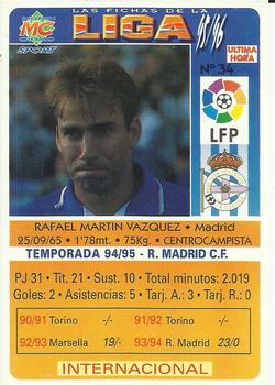 1995-96 Mundicromo Sport Las Fichas de La Liga - Ultima Hora #34 M. Vazquez Back