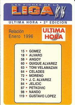1995-96 Mundicromo Sport Las Fichas de La Liga - Ultima Hora #NNO UH2 Enero 1996 Front