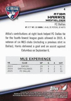 2016 Topps MLS #4 Atiba Harris Back