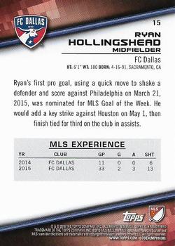 2016 Topps MLS #15 Ryan Hollingshead Back