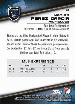 2016 Topps MLS #26 Matias Perez Garcia Back
