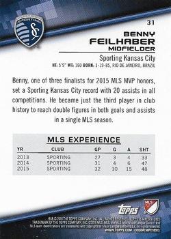 2016 Topps MLS #31 Benny Feilhaber Back