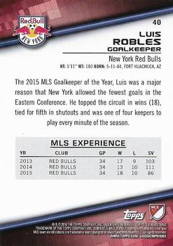 2016 Topps MLS #40 Luis Robles Back