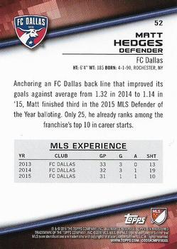 2016 Topps MLS #52 Matt Hedges Back