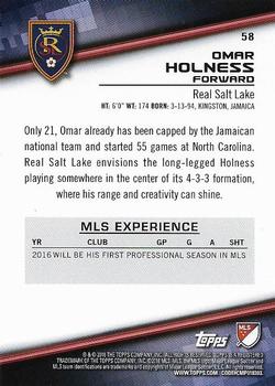 2016 Topps MLS #58 Omar Holness Back