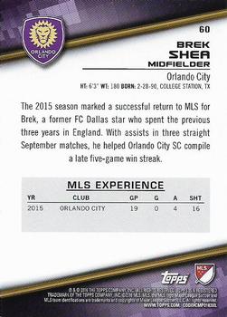 2016 Topps MLS #60 Brek Shea Back