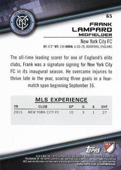 2016 Topps MLS #65 Frank Lampard Back