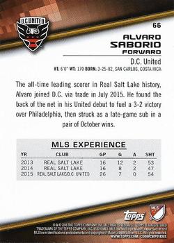 2016 Topps MLS #66 Alvaro Saborio Back