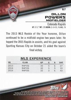 2016 Topps MLS #67 Dillon Powers Back