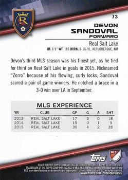 2016 Topps MLS #73 Devon Sandoval Back