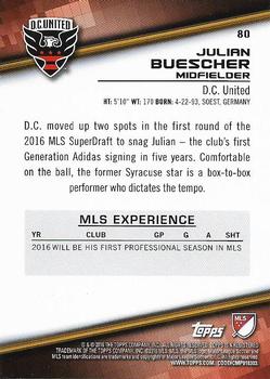 2016 Topps MLS #80 Julian Buescher Back