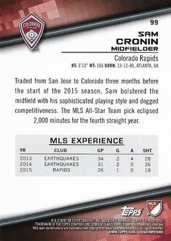 2016 Topps MLS #99 Sam Cronin Back