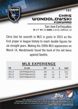 2016 Topps MLS #107 Chris Wondolowski Back