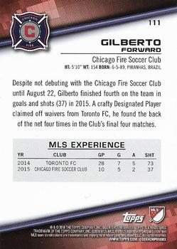 2016 Topps MLS #111 Gilberto Back