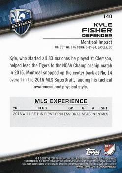 2016 Topps MLS #140 Kyle Fisher Back