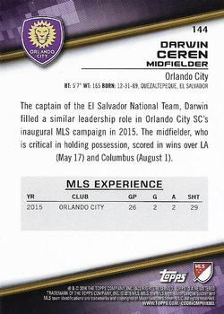 2016 Topps MLS #144 Darwin Ceren Back