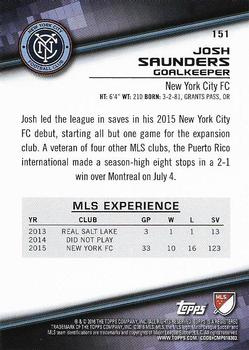 2016 Topps MLS #151 Josh Saunders Back
