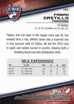 2016 Topps MLS #157 Fabian Castillo Back