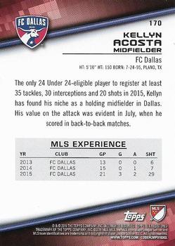 2016 Topps MLS #170 Kellyn Acosta Back