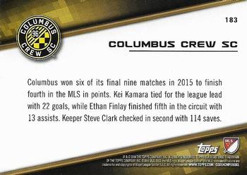 2016 Topps MLS #183 Columbus Crew Back