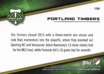 2016 Topps MLS #194 Portland Timbers Back