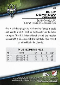 2016 Topps MLS #103 Clint Dempsey Back
