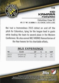 2016 Topps MLS #156 Kei Kamara Back