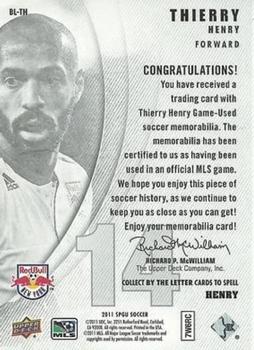 2011 SP Game Used - By The Letter #BL-TH Thierry Henry Back