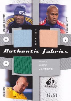 2011 SP Game Used - Authentic Fabrics Triple #AF3-TKPR Jon Busch / Donovan Ricketts / Zach Thornton Front